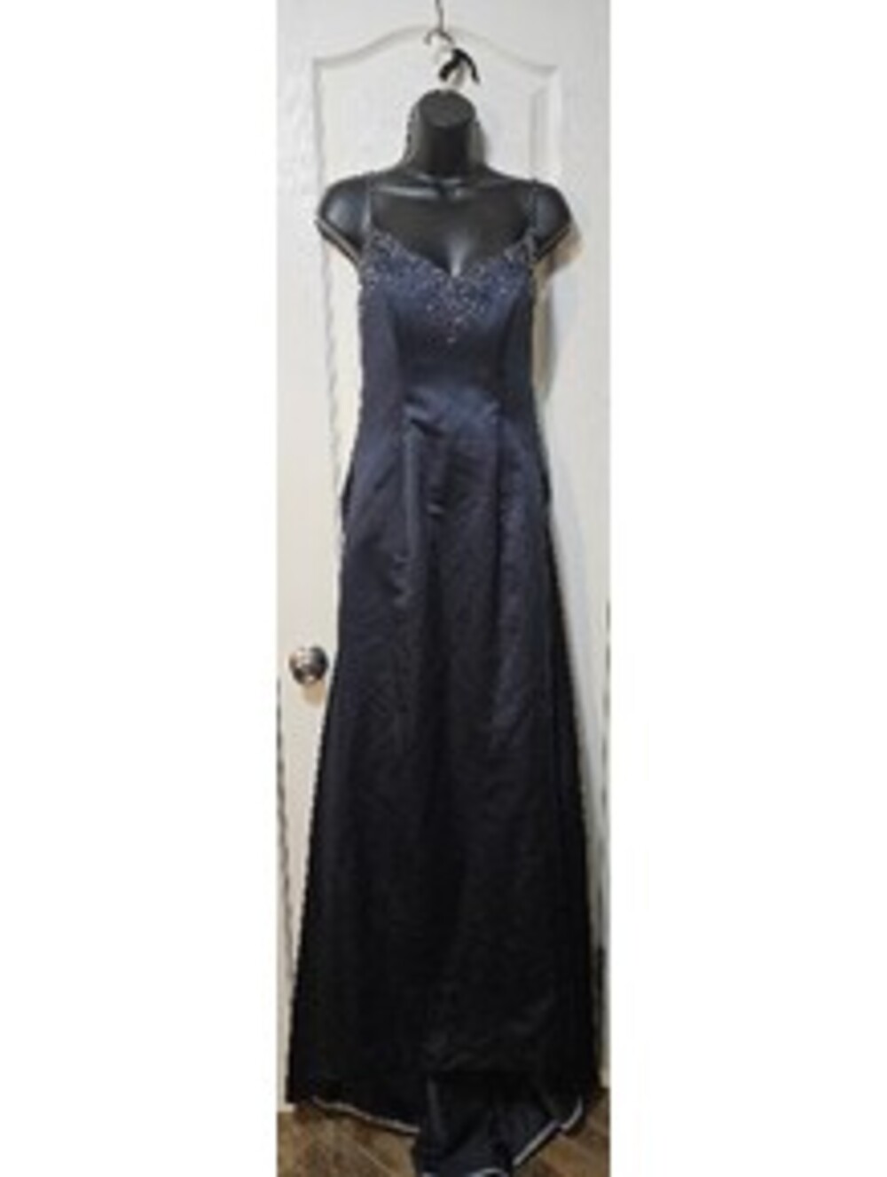 Mary's Beaded Evening Gown Size 10 Navy Formal Elegance